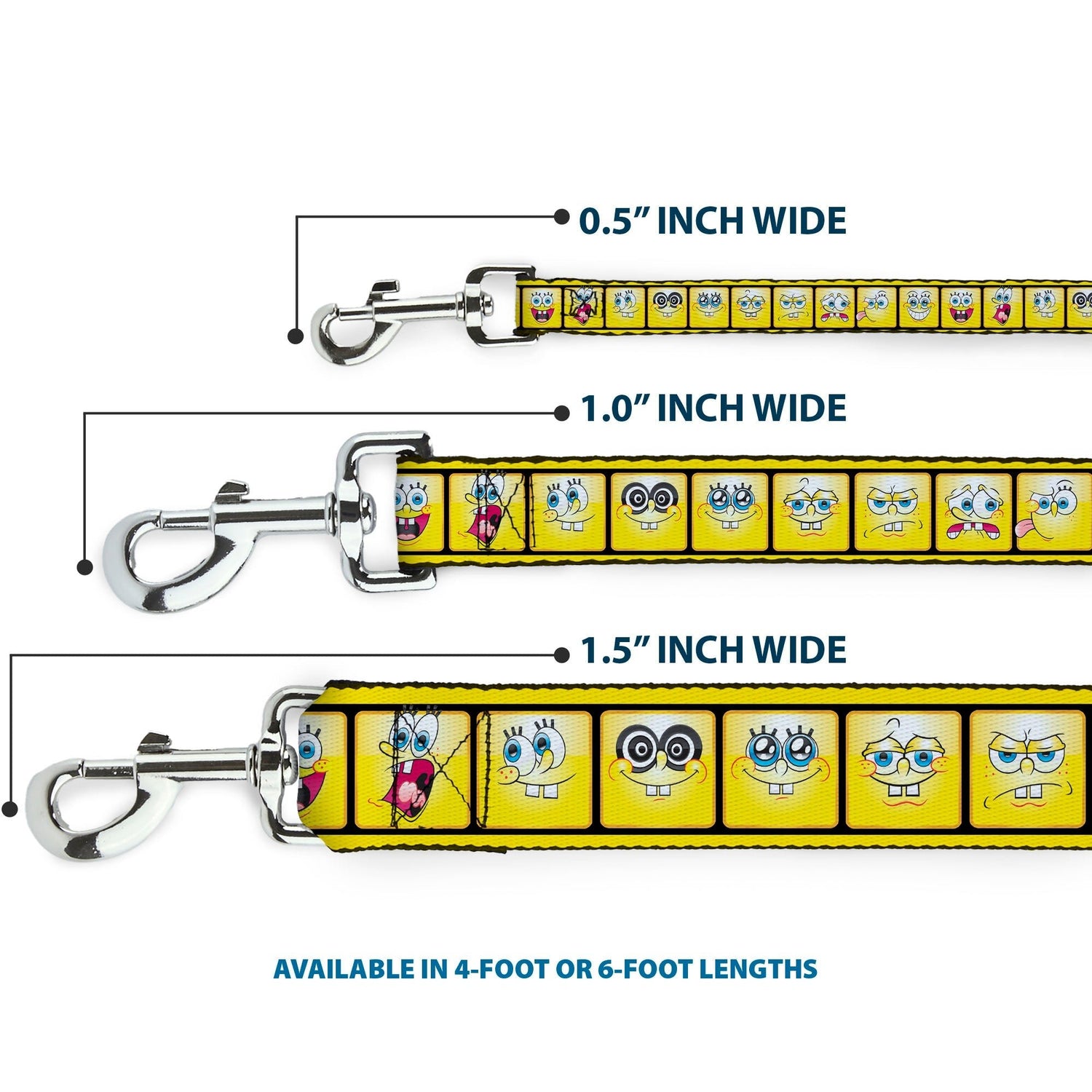SpongeBob Dog Leash 10 - Expressions Filmstrip Yellow Black White - Paramount Shop