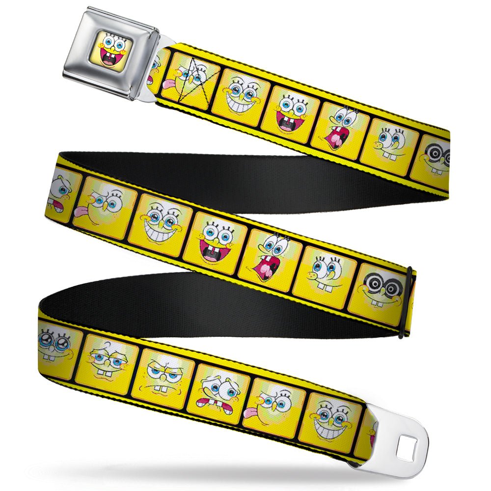 SpongeBob Seatbelt Belt Open Mouth Smile Full Color 10 - Expressions Filmstrip Yellows/Black/White Webbing - Paramount Shop