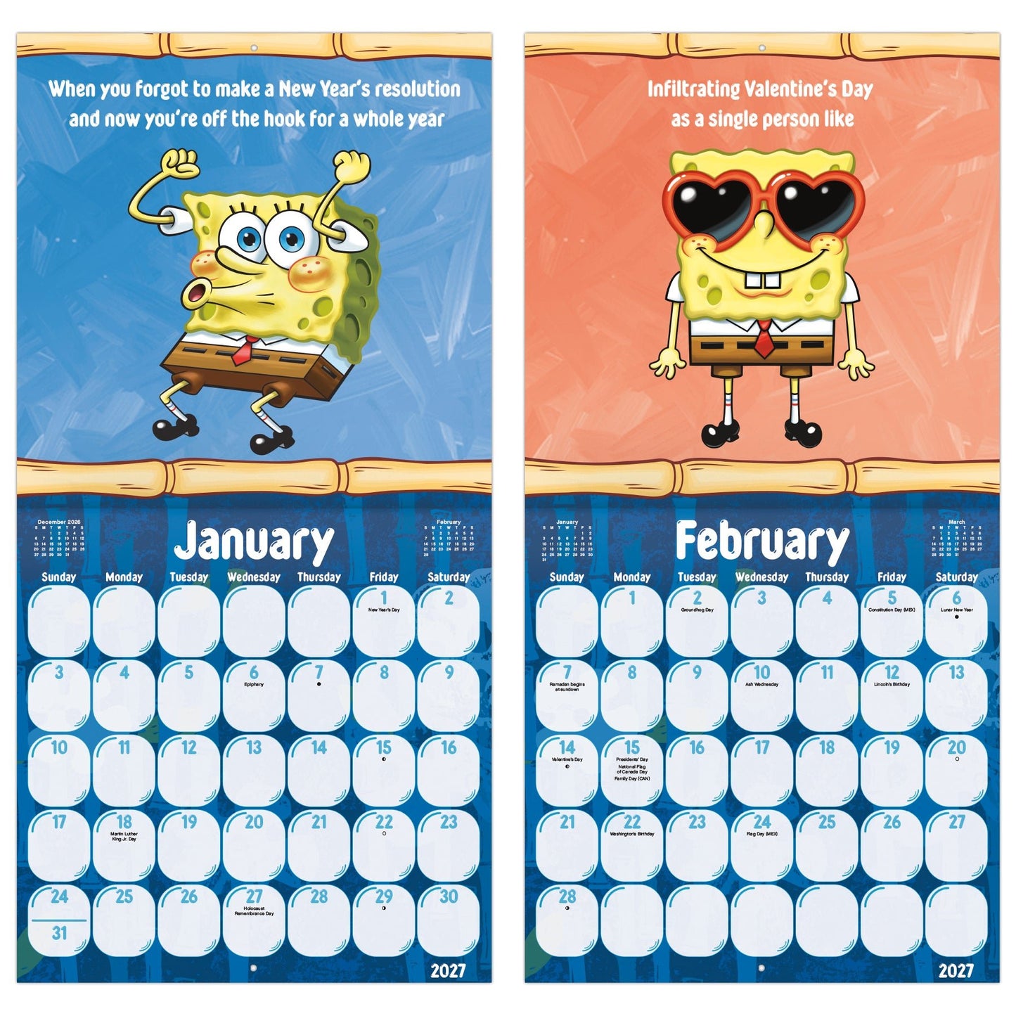 Spongebob Squarepants 2027 Wall Calendar - Paramount Shop