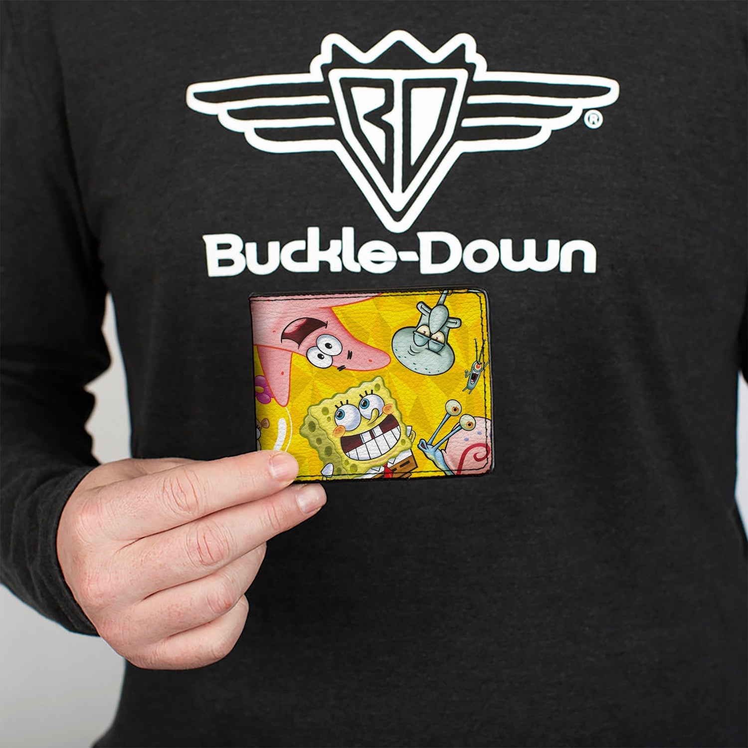 SpongeBob SquarePants Bi - Fold Wallet Characters Pose Toss Vegan Leather ID Holder Yellows - Paramount Shop