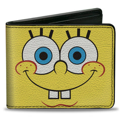 SpongeBob SquarePants Bi-Fold Wallet Close-Up Face Pineapple Blocks Vegan Leather