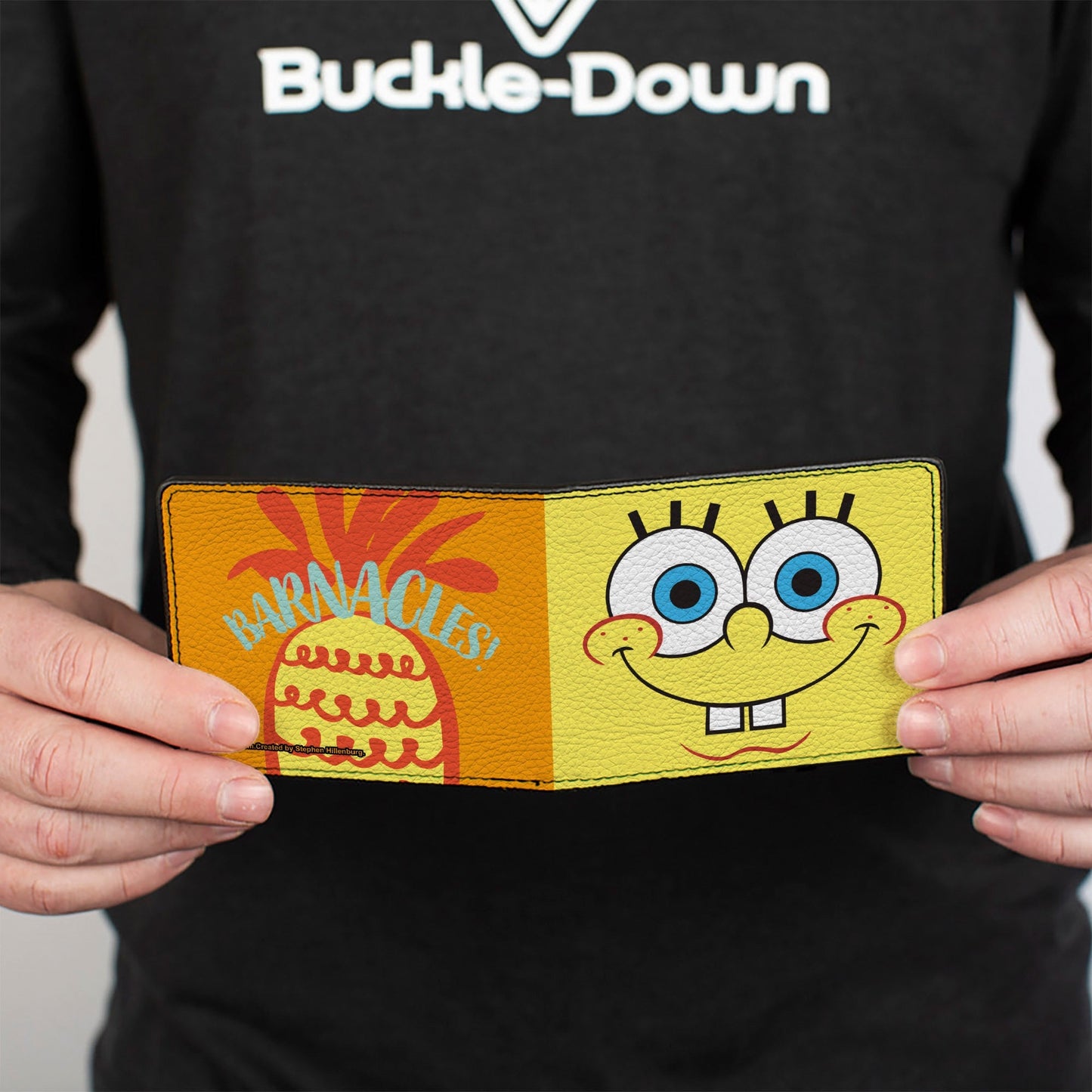 SpongeBob SquarePants Bi - Fold Wallet Close - Up Face Pineapple Blocks Vegan Leather - Paramount Shop