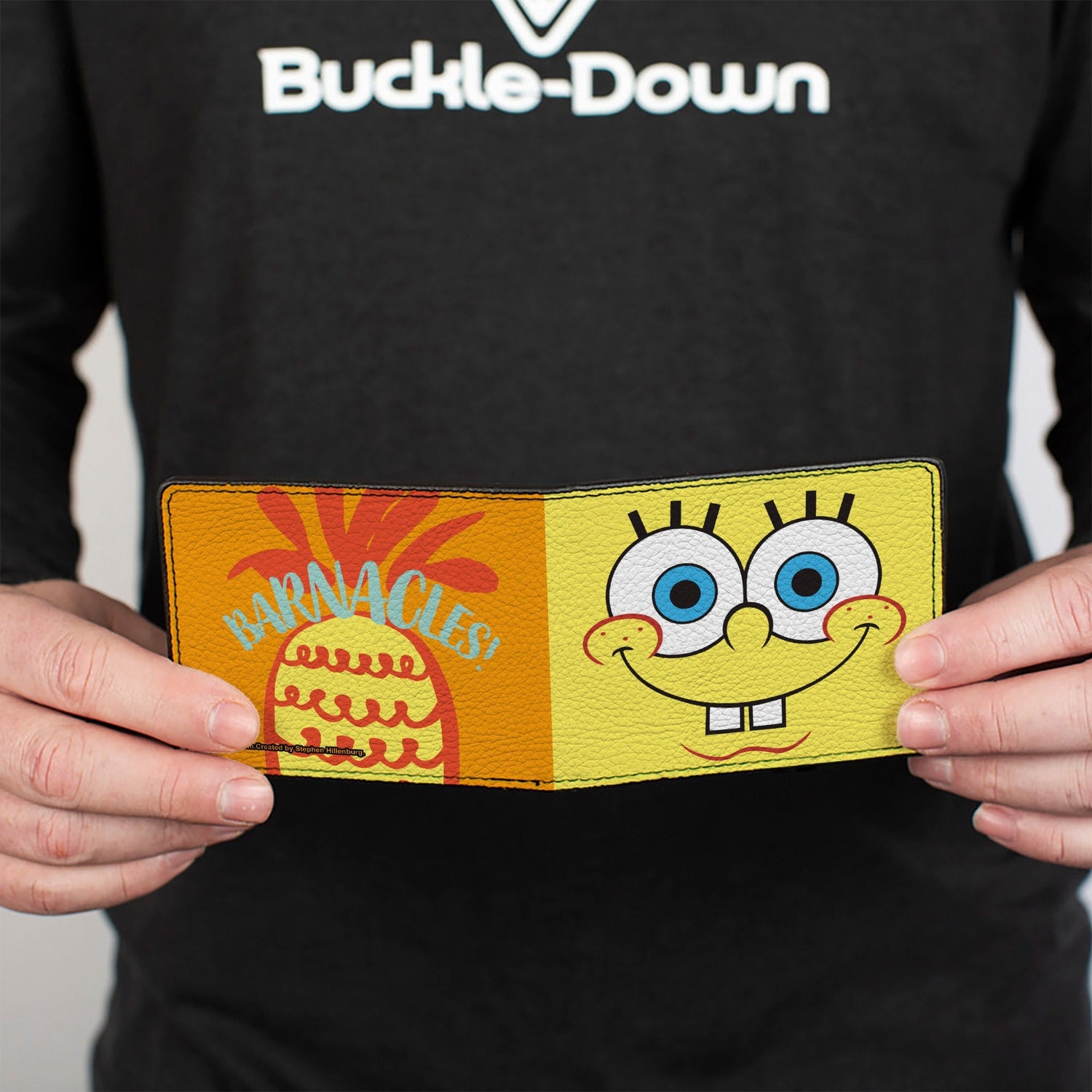 SpongeBob SquarePants Bi - Fold Wallet Close - Up Face Pineapple Blocks Vegan Leather - Paramount Shop