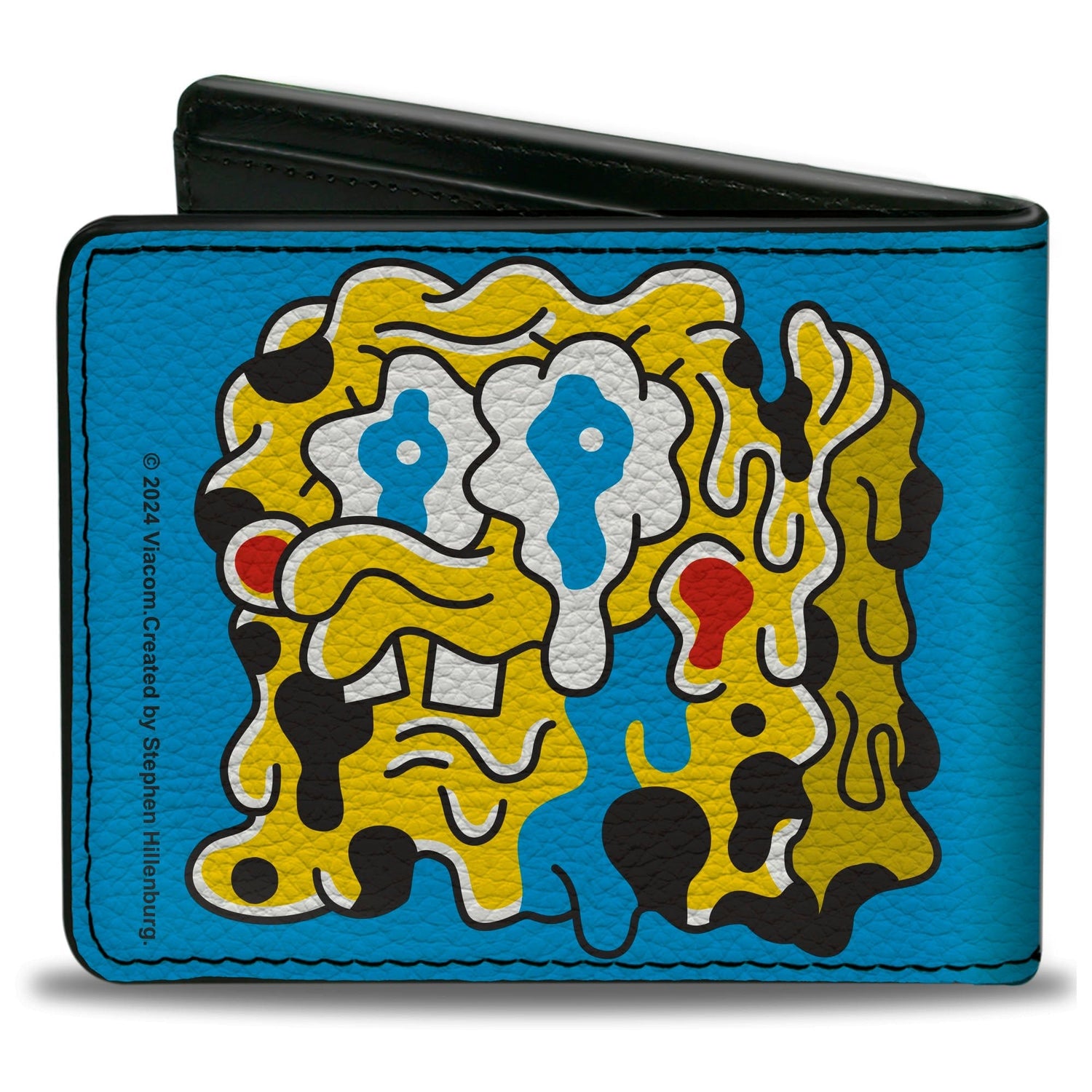 SpongeBob SquarePants Bi - Fold Wallet Drooling Melting Faces Men's Vegan Leather Blue - Paramount Shop