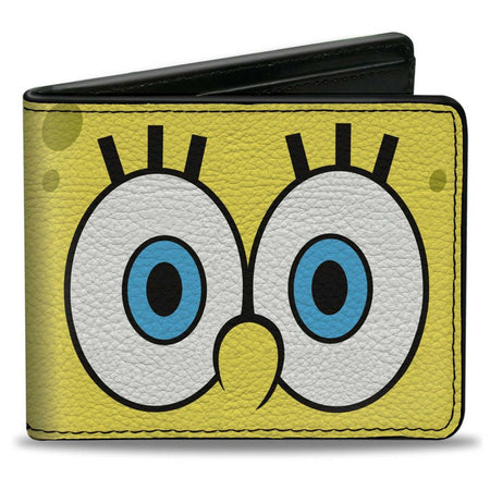 SpongeBob SquarePants Bi - Fold Wallet Eyes Close - Up Yellow Vegan Leather - Paramount Shop