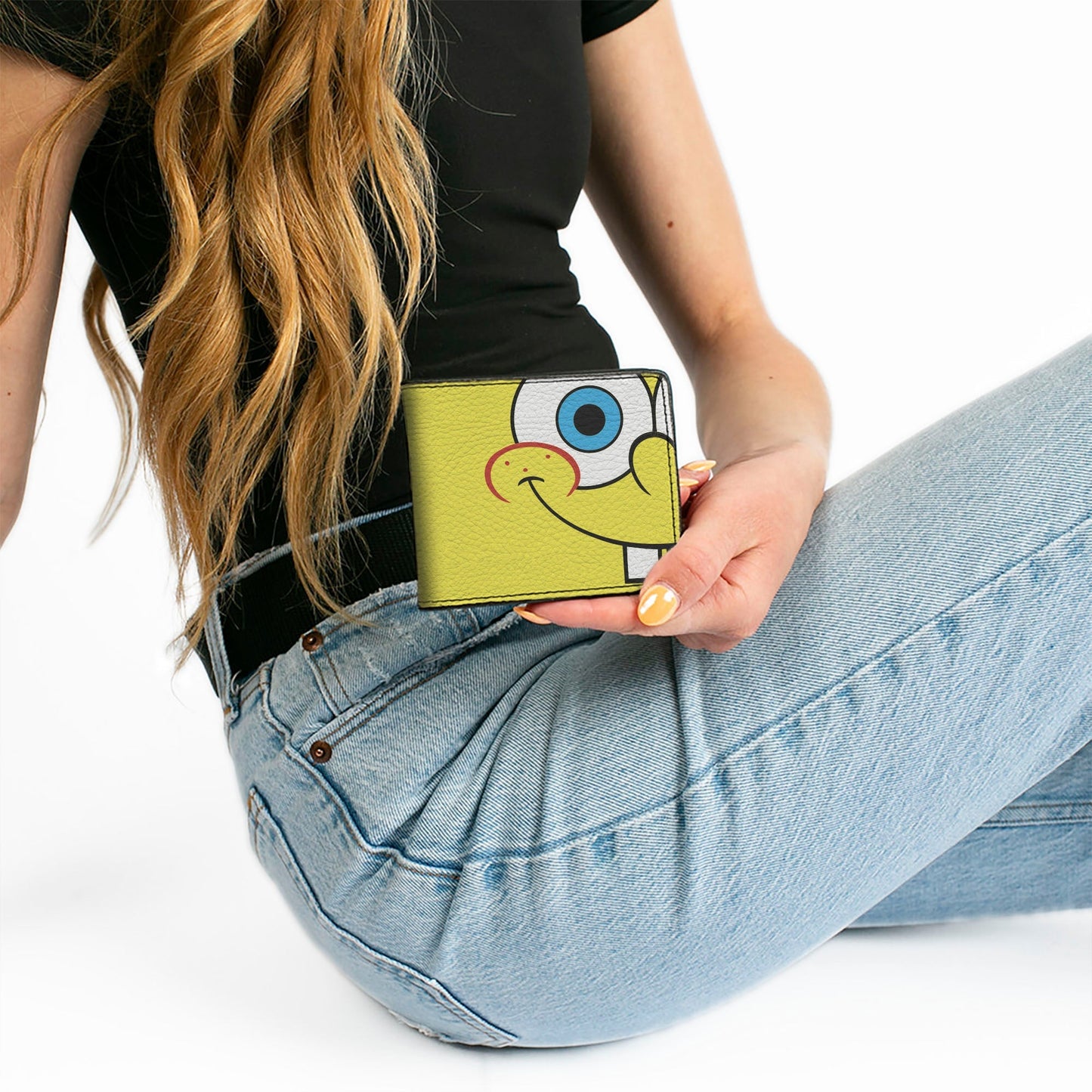SpongeBob SquarePants Bi - Fold Wallet Face and Tie Character Close - Up Blocks Men's - Paramount Shop