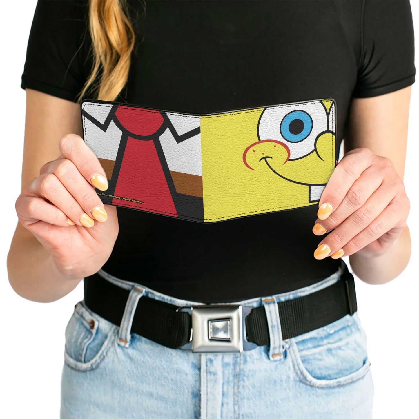 SpongeBob SquarePants Bi - Fold Wallet Face and Tie Character Close - Up Blocks Men's - Paramount Shop