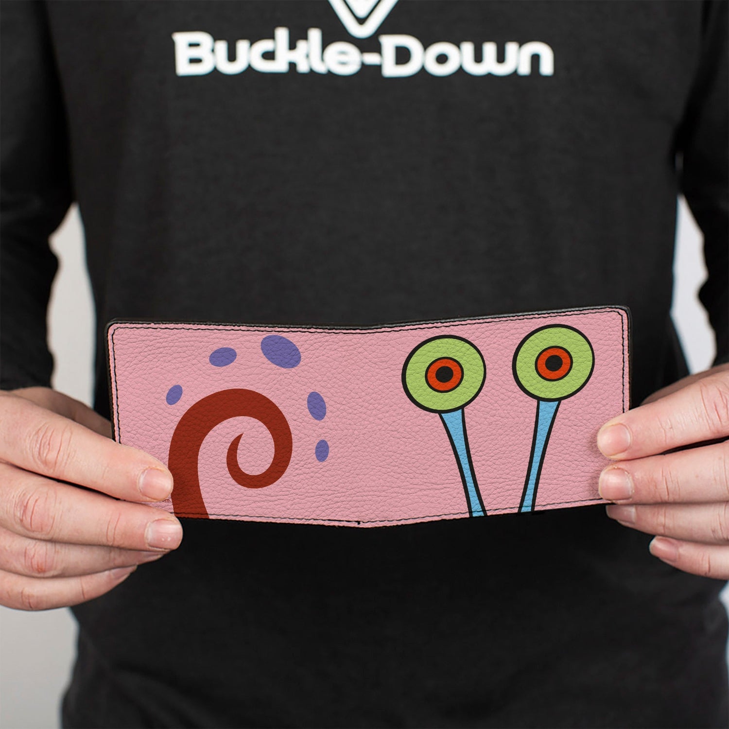 SpongeBob SquarePants Bi - Fold Wallet Gary the Snail Character Close - Up Pink Vegan Leather - Paramount Shop