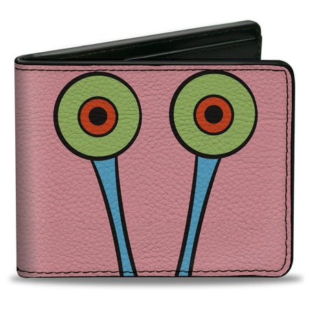 SpongeBob SquarePants Bi - Fold Wallet Gary the Snail Character Close - Up Pink Vegan Leather - Paramount Shop
