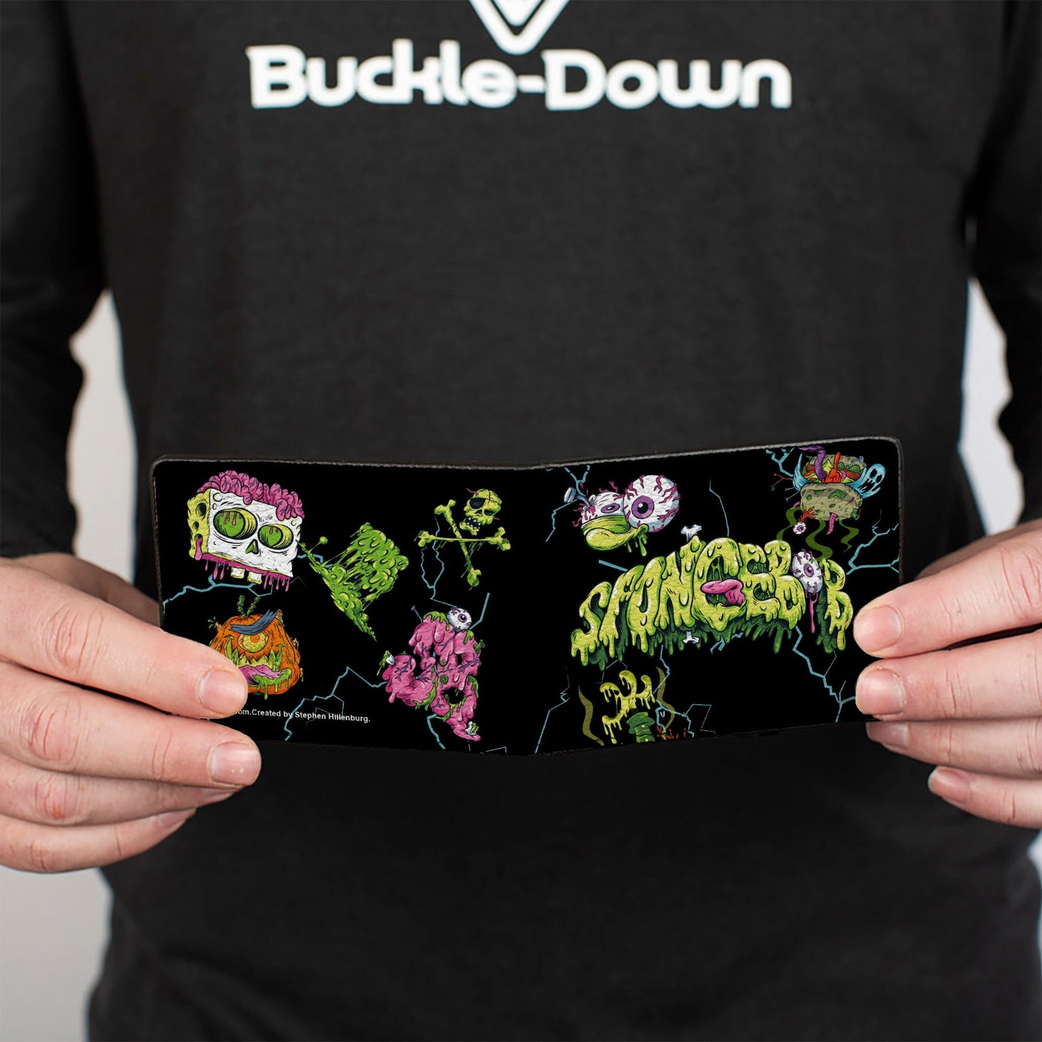 SpongeBob SquarePants Bi - Fold Wallet Halloween Slime Icons Scattered Black - Paramount Shop