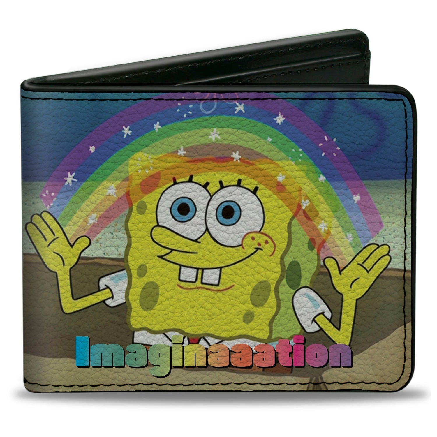 SpongeBob SquarePants Bi - Fold Wallet IMAGINAAATION Smiling Rainbow Pose. - Paramount Shop