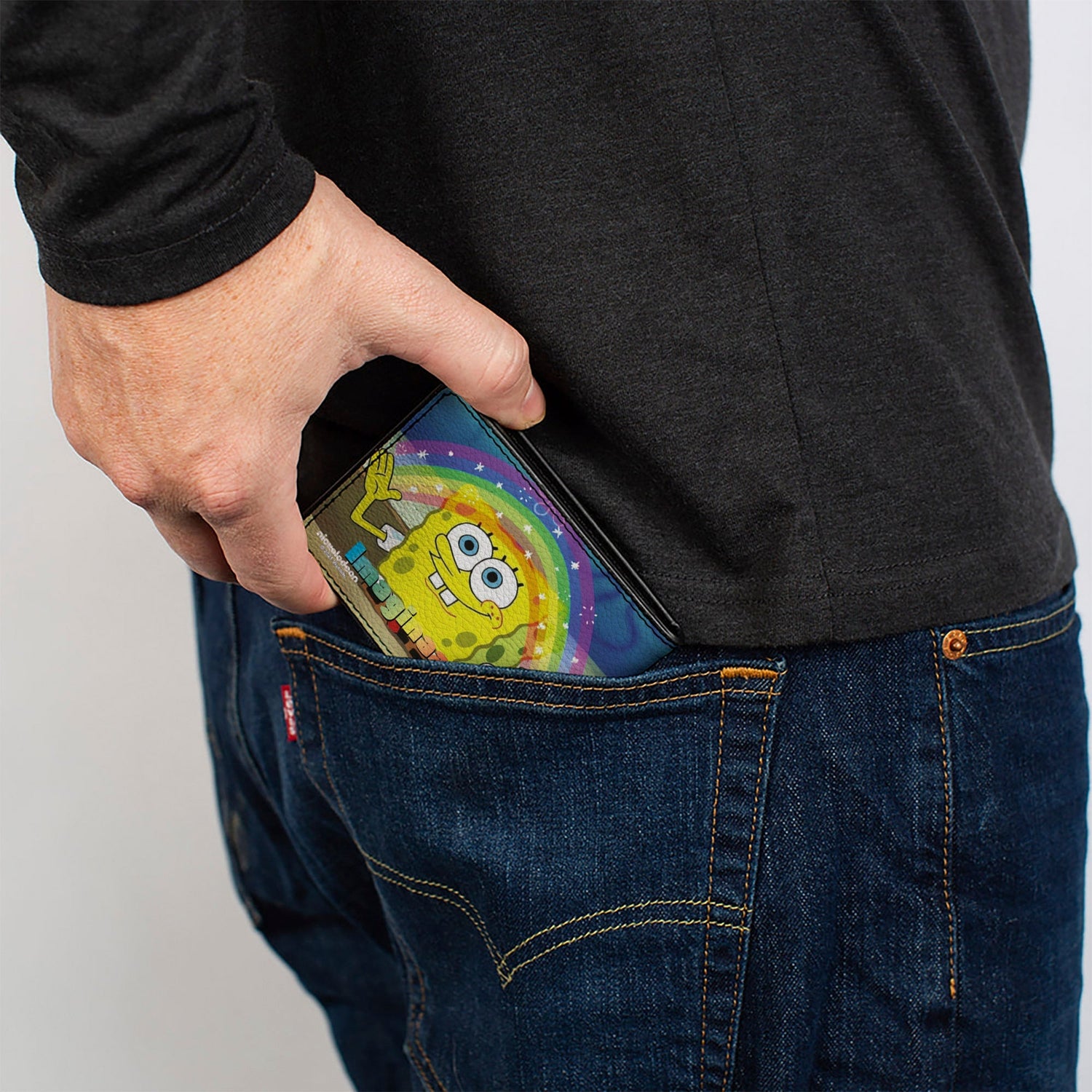 SpongeBob SquarePants Bi - Fold Wallet IMAGINAAATION Smiling Rainbow Pose. - Paramount Shop