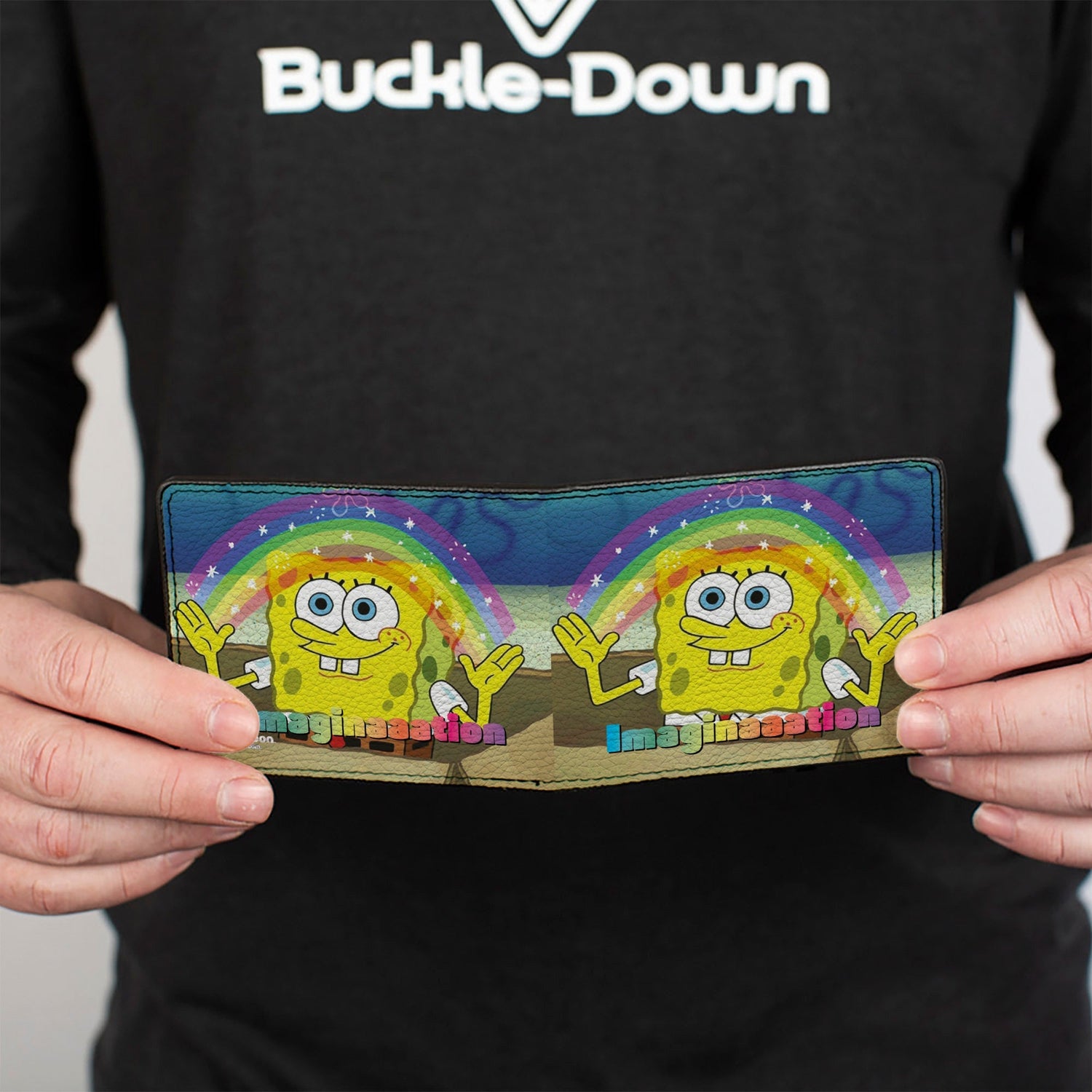 SpongeBob SquarePants Bi - Fold Wallet IMAGINAAATION Smiling Rainbow Pose. - Paramount Shop