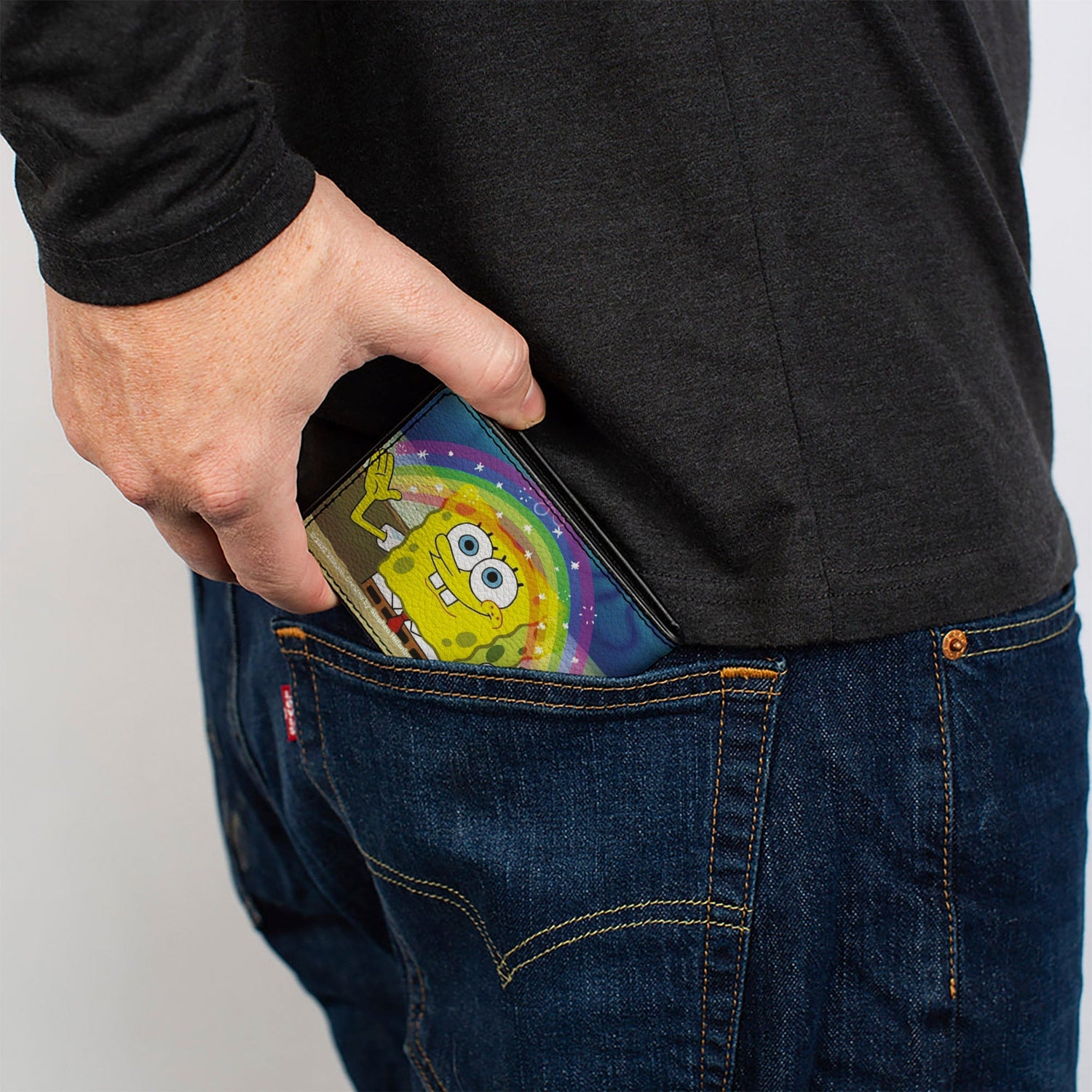 SpongeBob SquarePants Bi - Fold Wallet Imagination Smiling Rainbow Pose - Paramount Shop