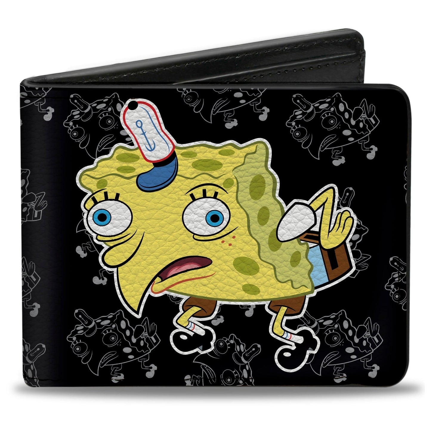 SpongeBob SquarePants Bi - Fold Wallet Mocking SpongeBob Pose Outline Black Gray - Paramount Shop