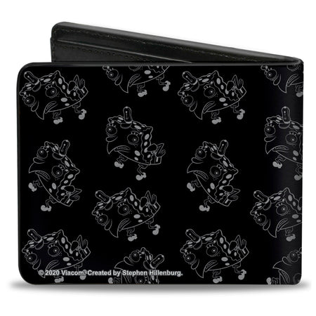 SpongeBob SquarePants Bi - Fold Wallet Mocking SpongeBob Pose Outline Black Gray - Paramount Shop