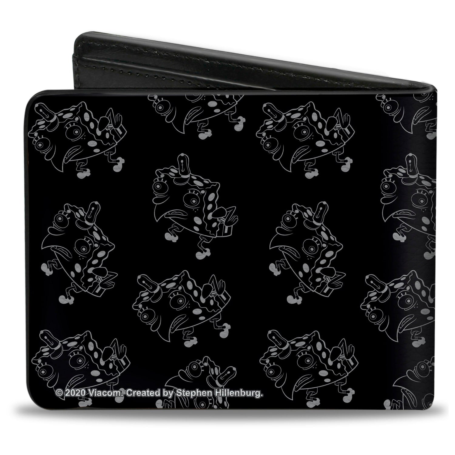 SpongeBob SquarePants Bi - Fold Wallet Mocking SpongeBob Pose Outline Black Gray - Paramount Shop