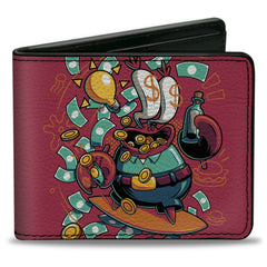 SpongeBob SquarePants Bi-Fold Wallet Mr. Krabs Dollar Sign Pose Pink