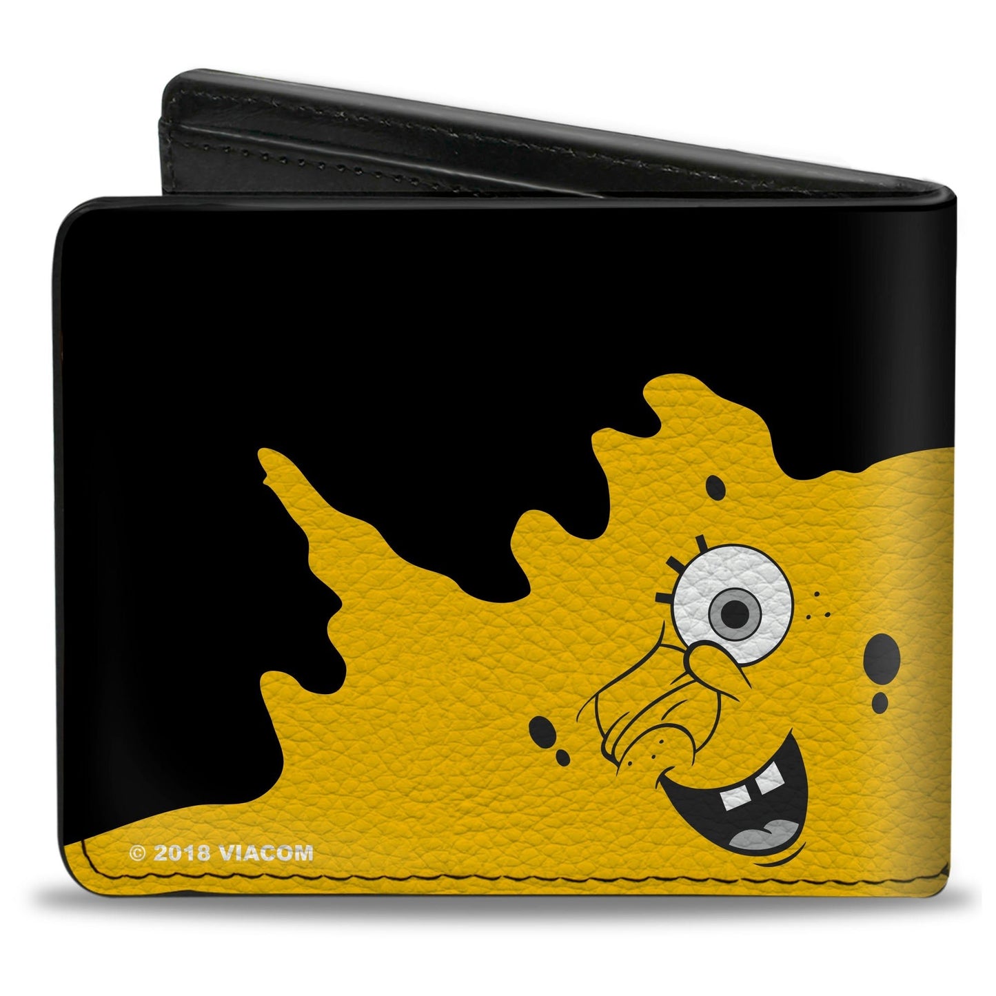 SpongeBob SquarePants Bi - Fold Wallet Paint Bucket Black Yellow Vegan Leather - Paramount Shop
