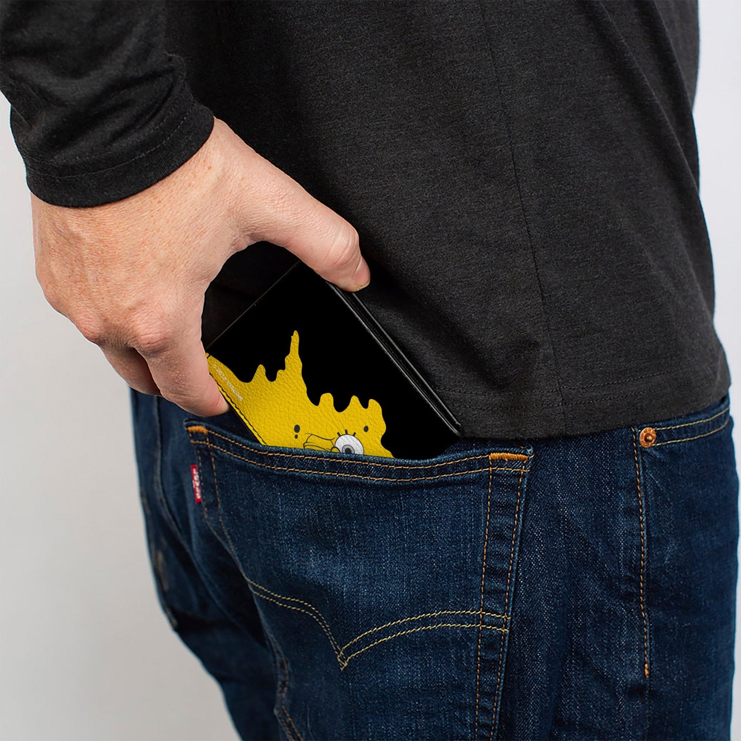 SpongeBob SquarePants Bi - Fold Wallet Paint Bucket Black Yellow Vegan Leather - Paramount Shop