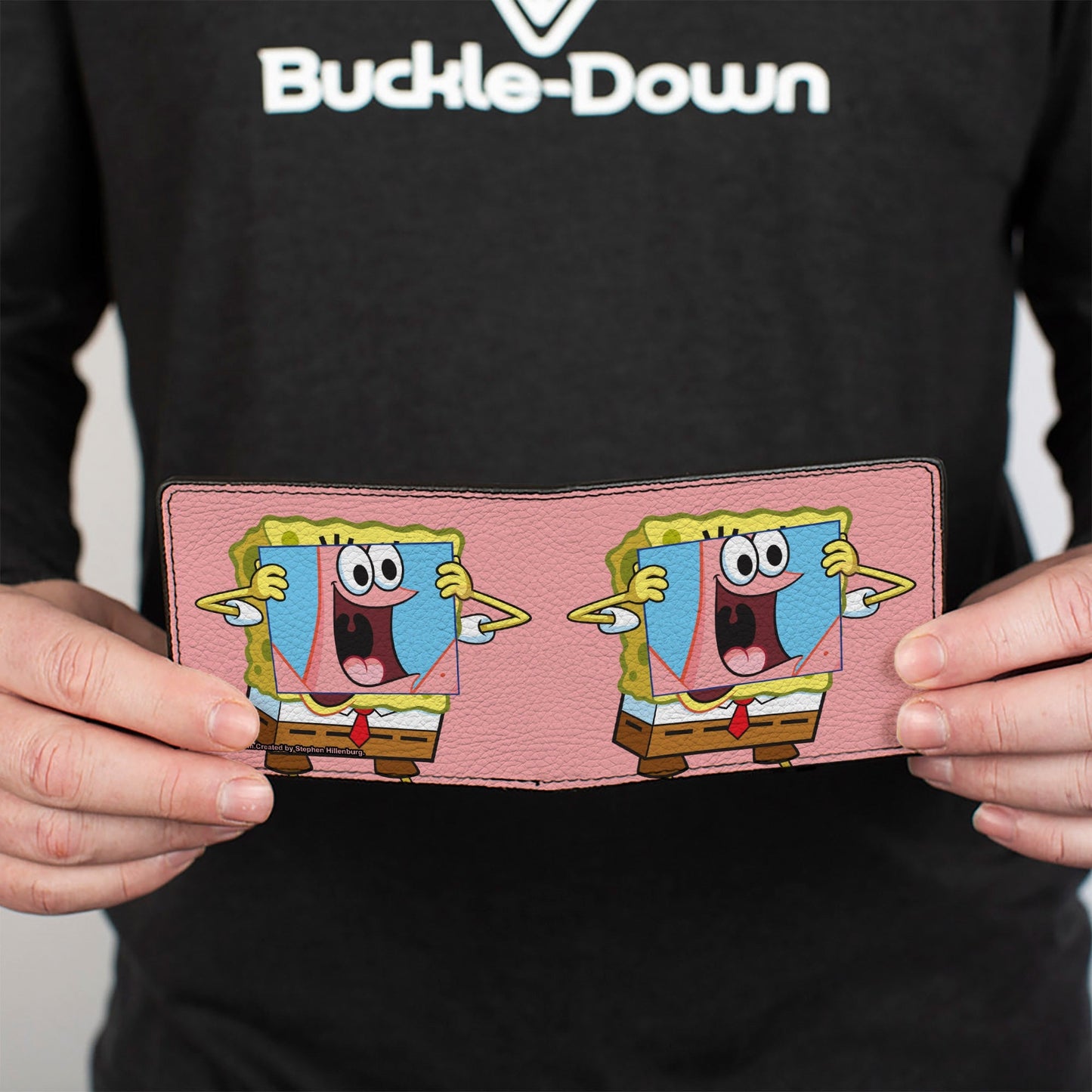 SpongeBob SquarePants Bi - Fold Wallet Patrick Star Face Cover Up Pose Pink Vegan Leather - Paramount Shop