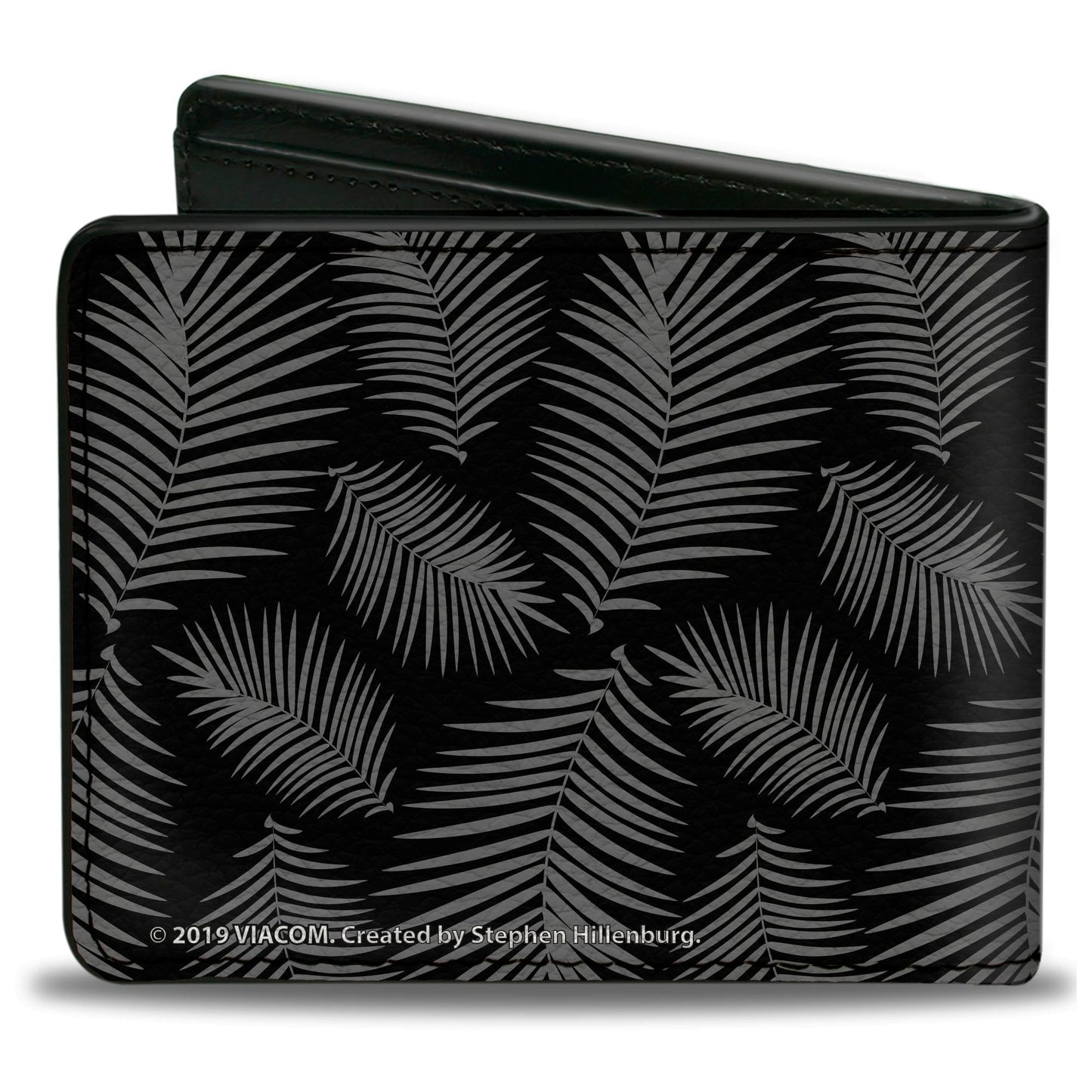 SpongeBob SquarePants Bi - Fold Wallet Primitive Sponge Pose Leaves Black Gray - Paramount Shop