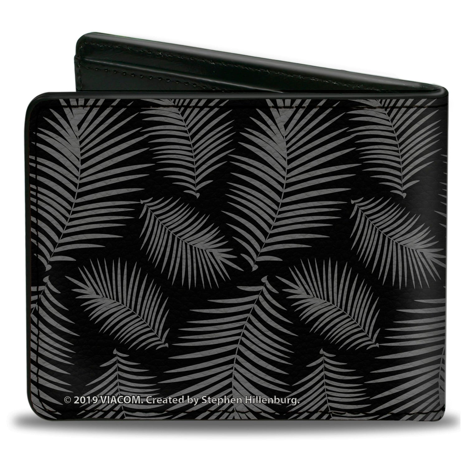 SpongeBob SquarePants Bi - Fold Wallet Primitive Sponge Pose Leaves Black Gray - Paramount Shop