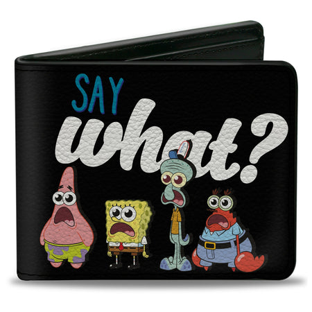SpongeBob SquarePants Bi - Fold Wallet SAY WHAT? Group Pose Men's Vegan Leather. - Paramount Shop