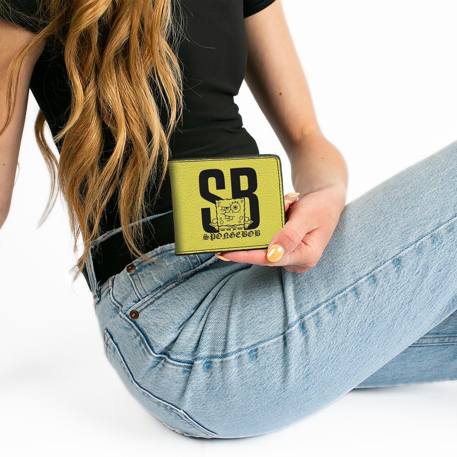 SpongeBob SquarePants Bi - Fold Wallet SB Winking Pose Yellow/Black - Paramount Shop