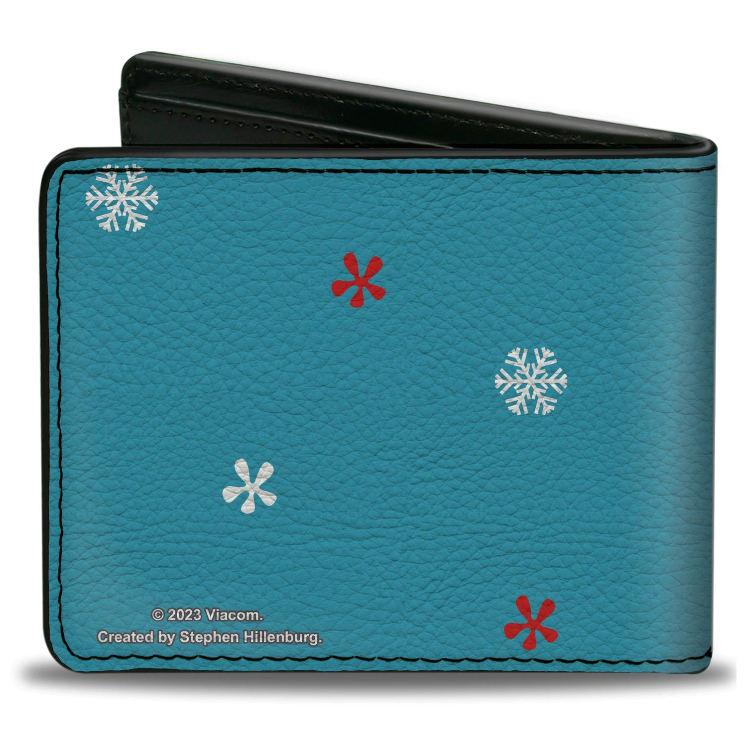 SpongeBob SquarePants Bi - Fold Wallet Squidward Krabby Christmas Pose Vegan Leather Blue - Paramount Shop