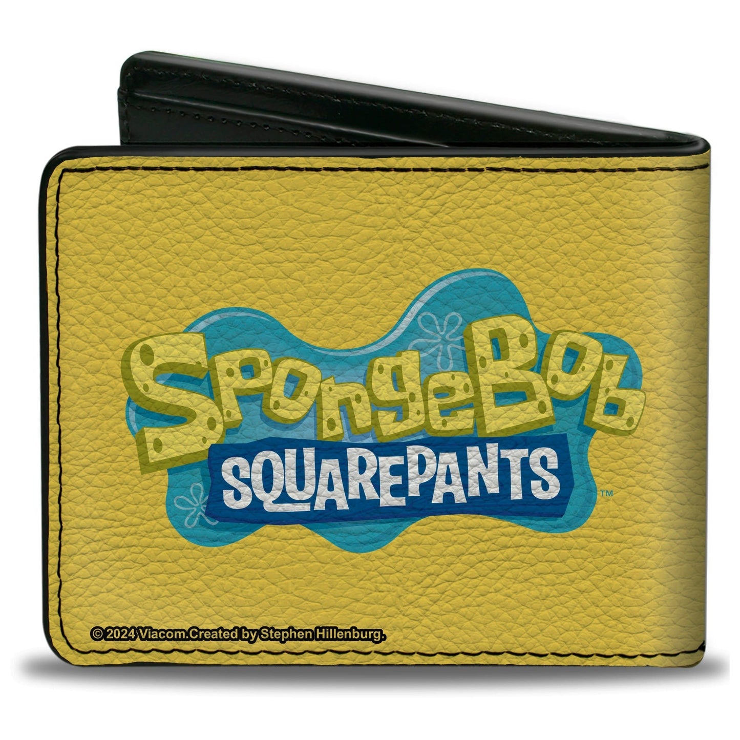 SpongeBob SquarePants Bi - Fold Wallet Still No Pickles Title Logo Vegan Leather Yellow/Multi Color - Paramount Shop