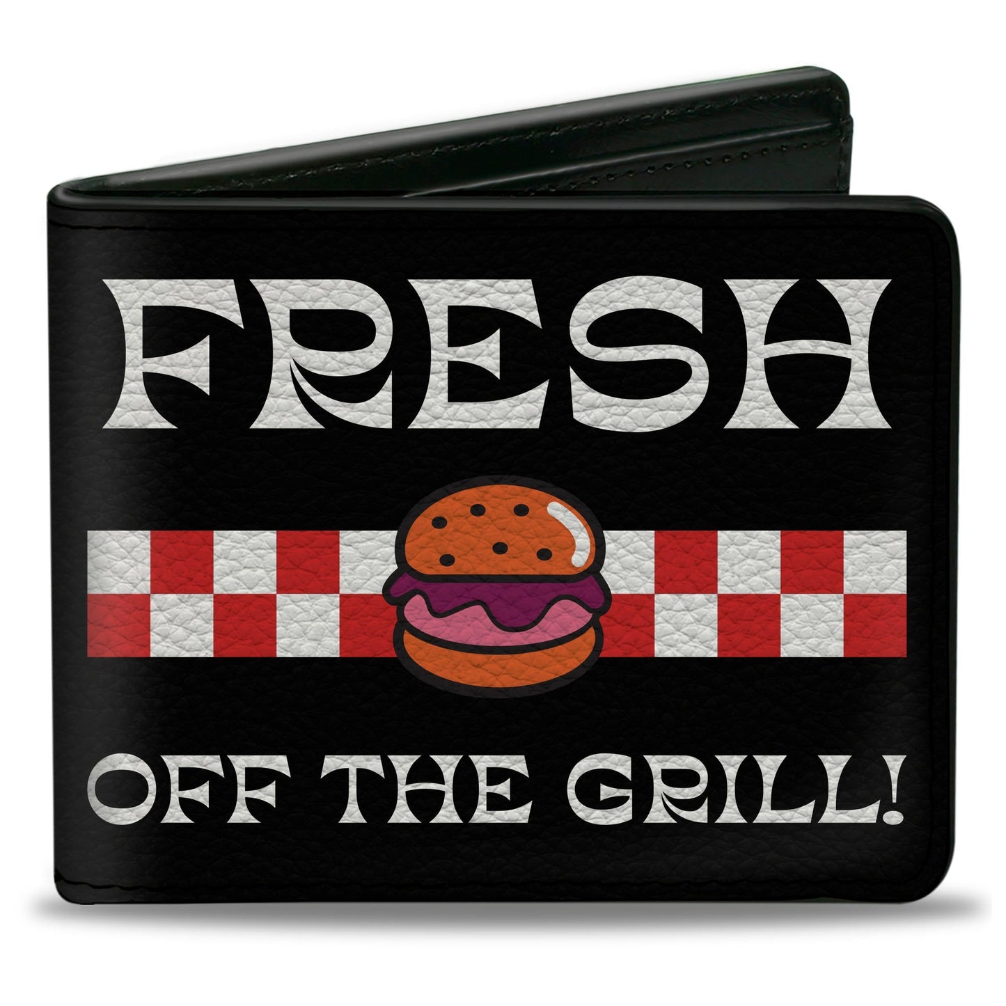 SpongeBob SquarePants Bi - Fold Wallet The Krusty Krab FRESH OFF THE GRILL Vegan Leather Black/White - Paramount Shop