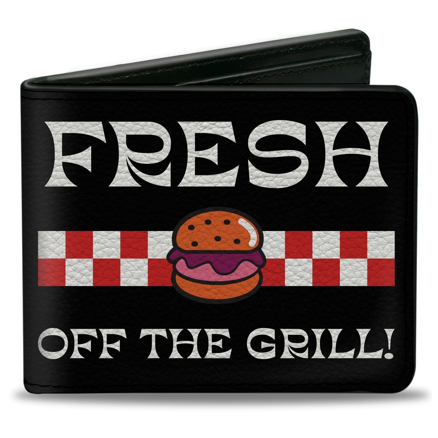 SpongeBob SquarePants Bi - Fold Wallet The Krusty Krab FRESH OFF THE GRILL Vegan Leather Black/White - Paramount Shop