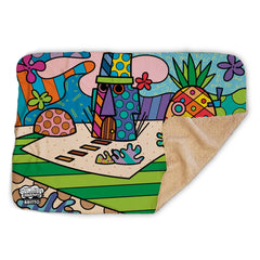 Bob Esponja Pantalones Cuadrados Britto Braga de Bikini Manta Sherpa - Blanco / 50 en x 60 en