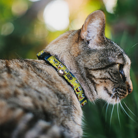 SpongeBob SquarePants Cat Collar Expressions Stripe Breakaway with Bell Blue - Paramount Shop