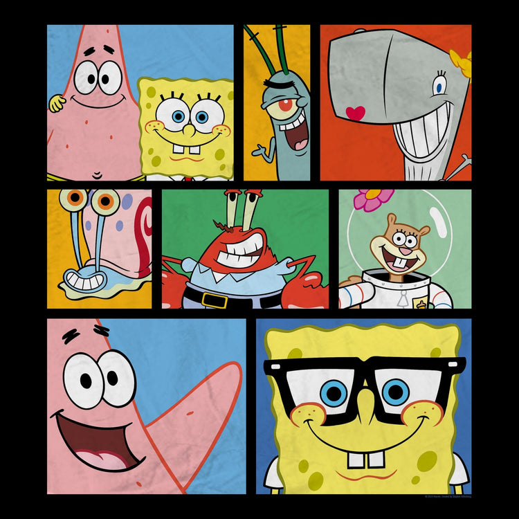 SpongeBob SquarePants Characters Grid Sherpa Blanket - 50