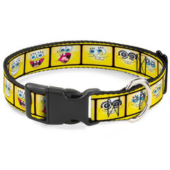 SpongeBob SquarePants Dog Collar 10-Expressions Filmstrip Vibrant Yellows/Black/White - 0.5" WIDE / SMALL
