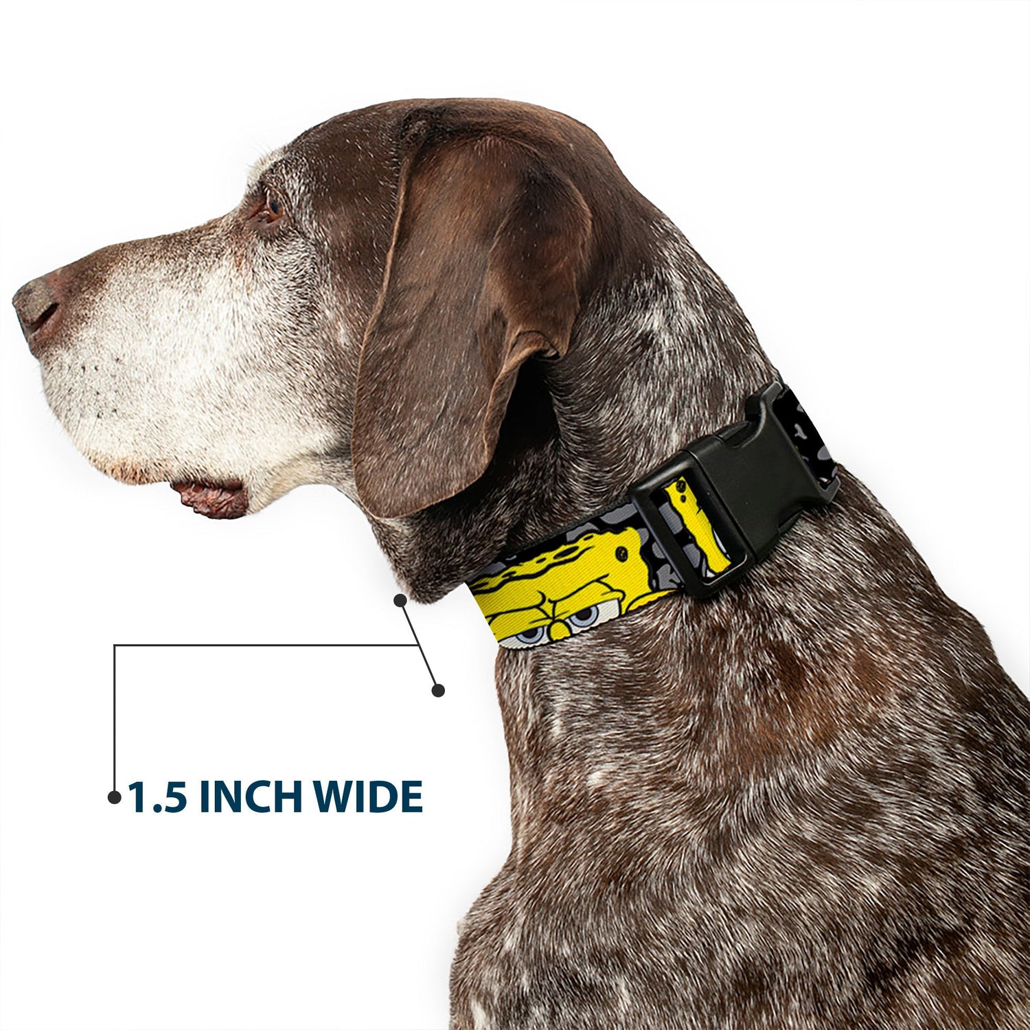 SpongeBob SquarePants Dog Collar 4 - CLOSE - UP Expressions Crackle Black/Gray/Yellow - Paramount Shop