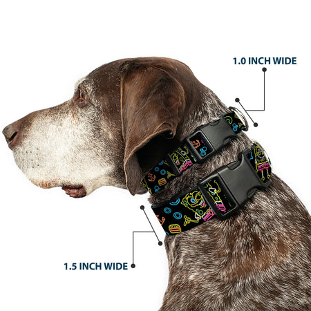 SpongeBob SquarePants Dog Collar Electric SpongeBob Poses/Elements Plastic Clip Black/Multi Color - Paramount Shop