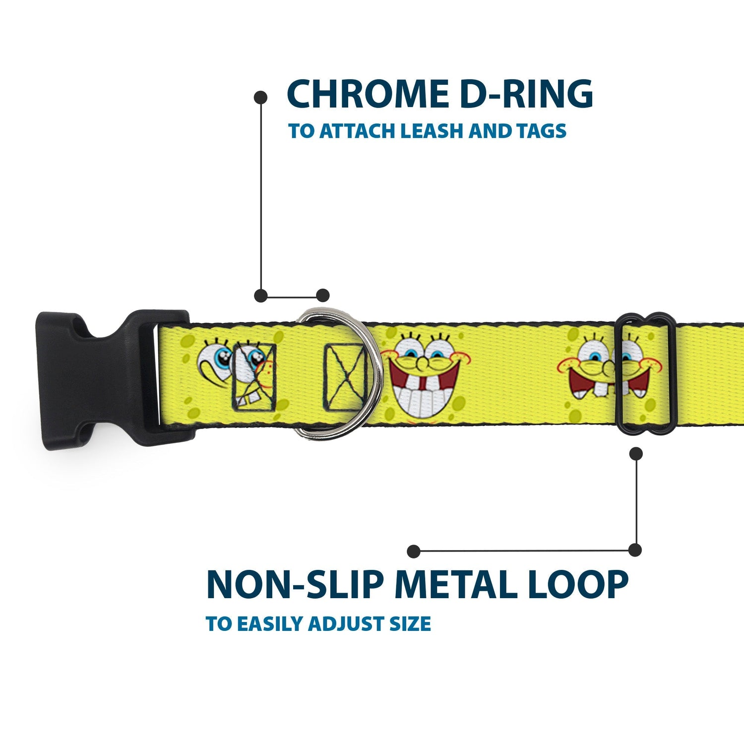 SpongeBob SquarePants Dog Collar Expressions Plastic Clip Yellow - Paramount Shop