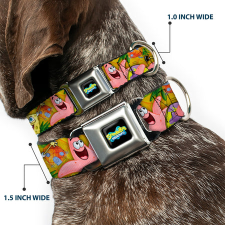 SpongeBob SquarePants Dog Collar Full Color SpongeBob & Patrick Poses Seatbelt Buckle Black - Paramount Shop