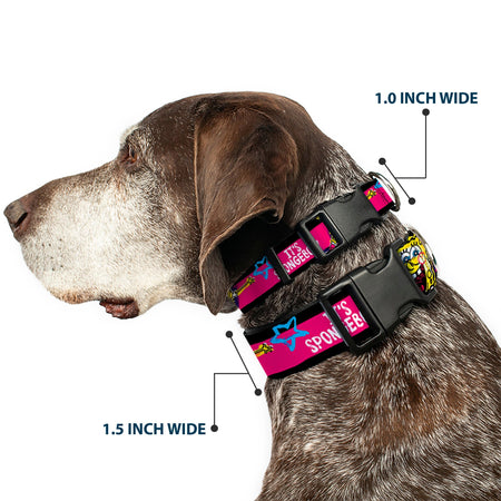 SpongeBob SquarePants Dog Collar Pose Stripe Plastic Clip Black/Pink/Blue/White Adjustable - Paramount Shop