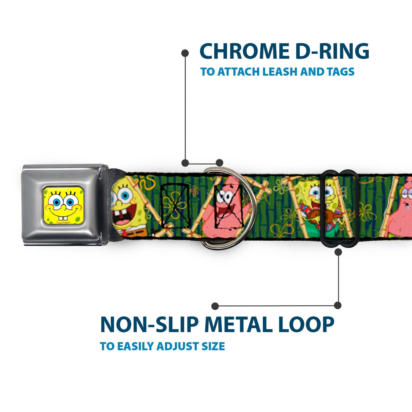 SpongeBob SquarePants Dog Collar SpongeBob Face Close - Up Full Color Seatbelt Buckle - Paramount Shop