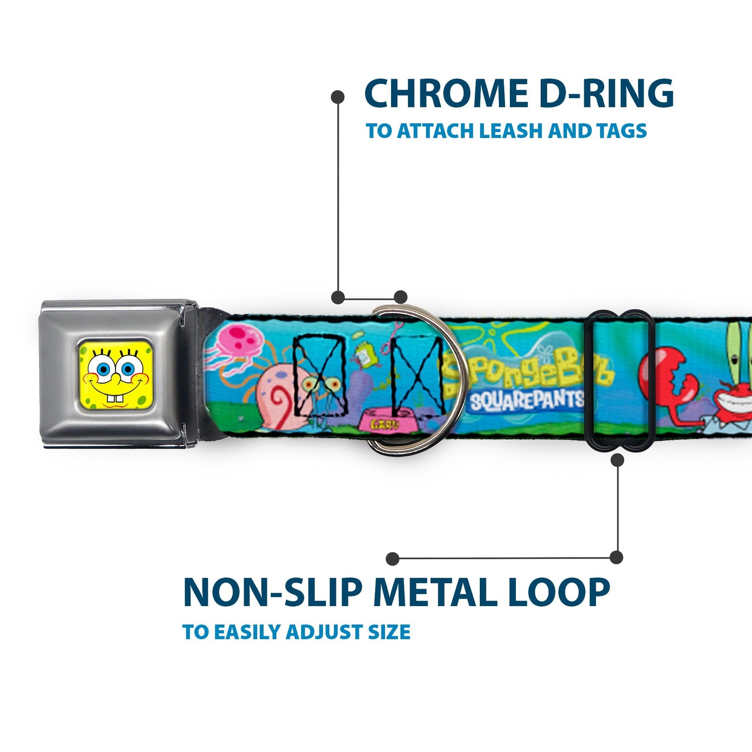 SpongeBob SquarePants Dog Collar SpongeBob Face Close - Up Seatbelt Buckle - Paramount Shop