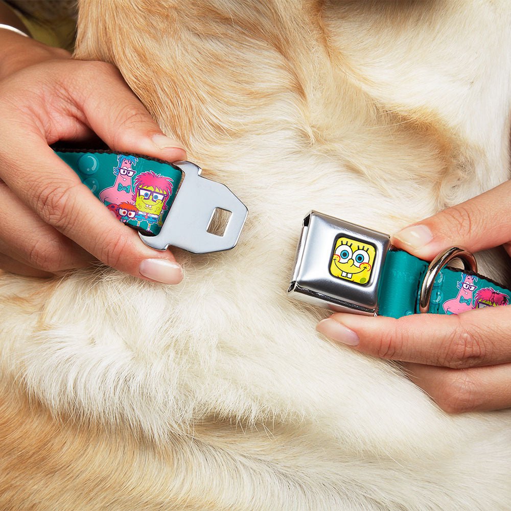 SpongeBob SquarePants Dog Collar SpongeBob Face Close - Up Seatbelt Buckle Aqua - Paramount Shop