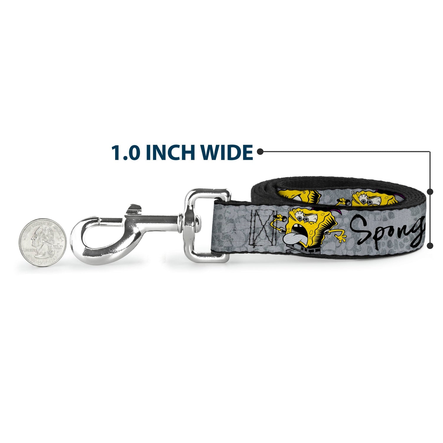 SpongeBob SquarePants Dog Leash 3 - Poses SPONGEITUDE Grays Black - Paramount Shop