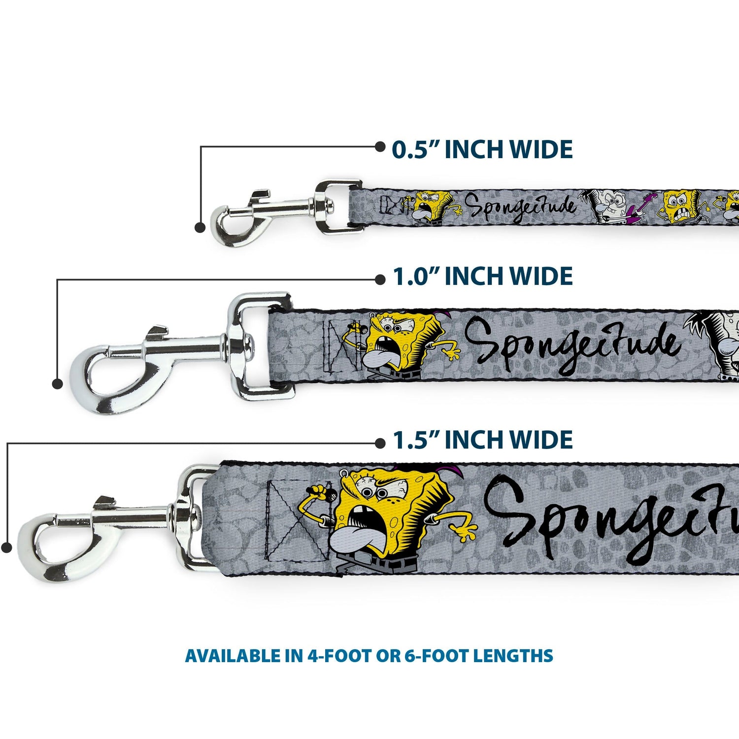 SpongeBob SquarePants Dog Leash 3 - Poses SPONGEITUDE Grays Black - Paramount Shop