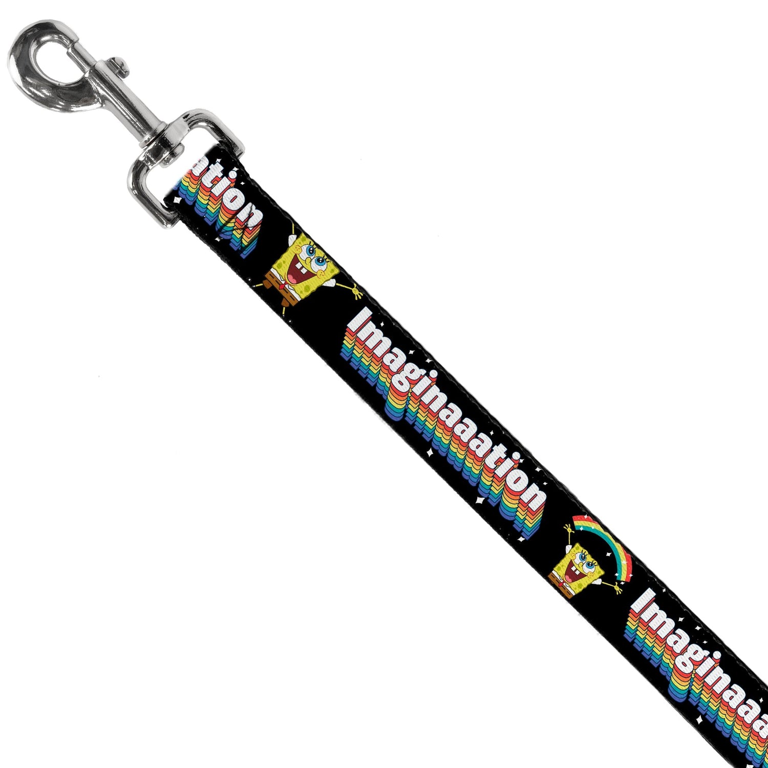 SpongeBob SquarePants Dog Leash Arms Up Rainbow Pose Durable Black Multi Color - Paramount Shop