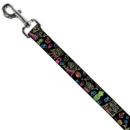 SpongeBob SquarePants Dog Leash Electric Poses Black Multi Color - Paramount Shop