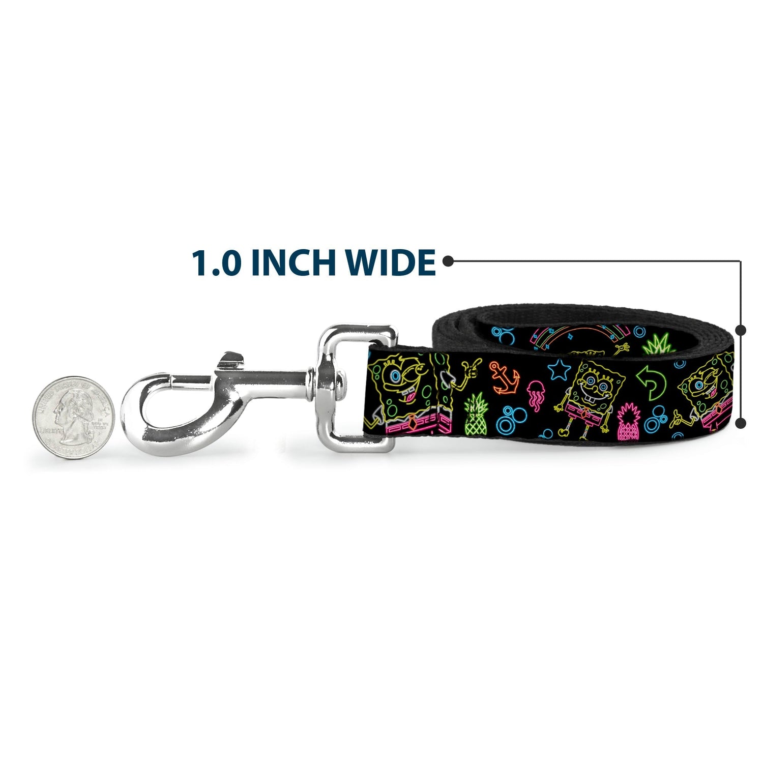 SpongeBob SquarePants Dog Leash Electric Poses Black Multi Color - Paramount Shop